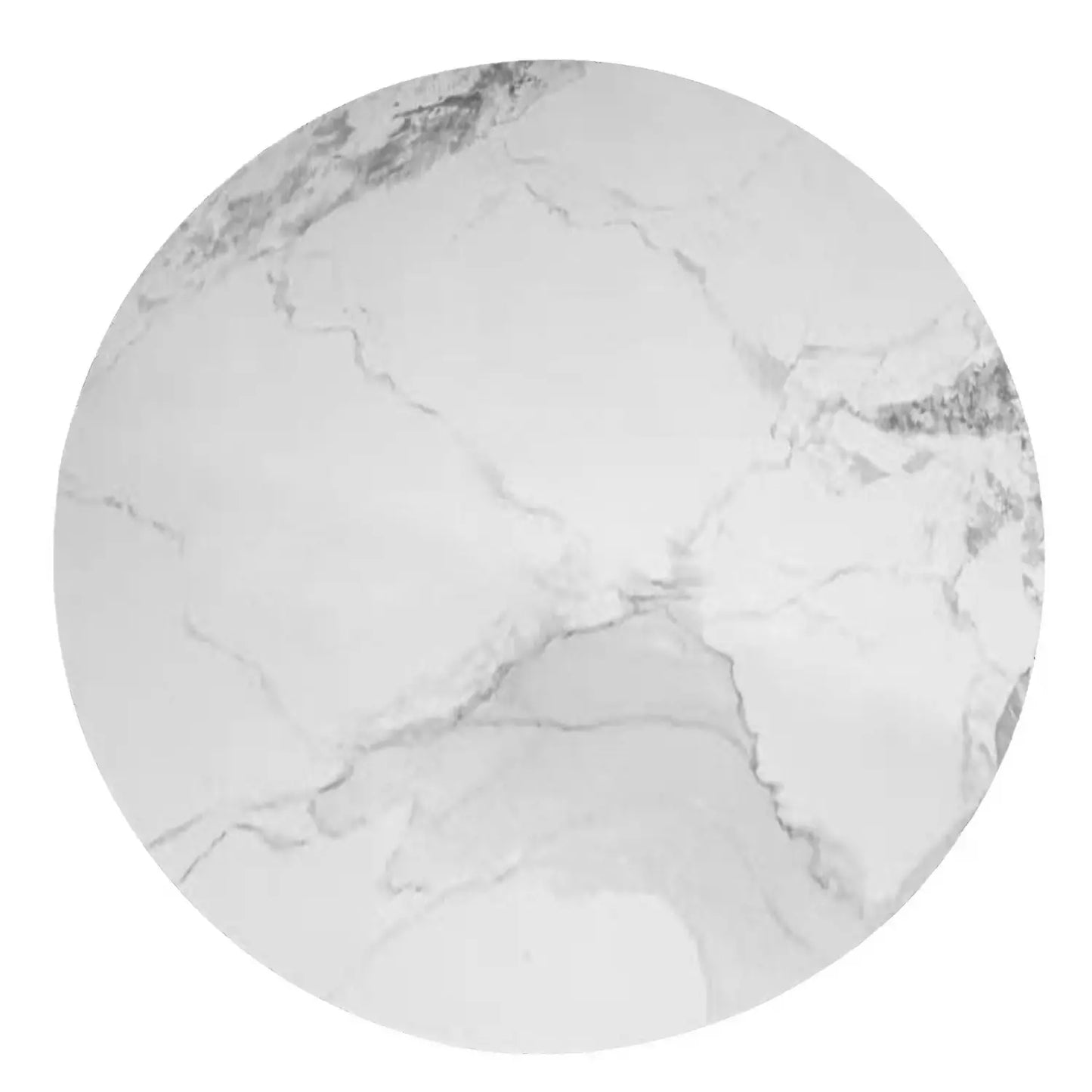 Marcio White Marble-effect Ceramic Top & Wooden Base Round Dining Table - 120cm - Pattern C