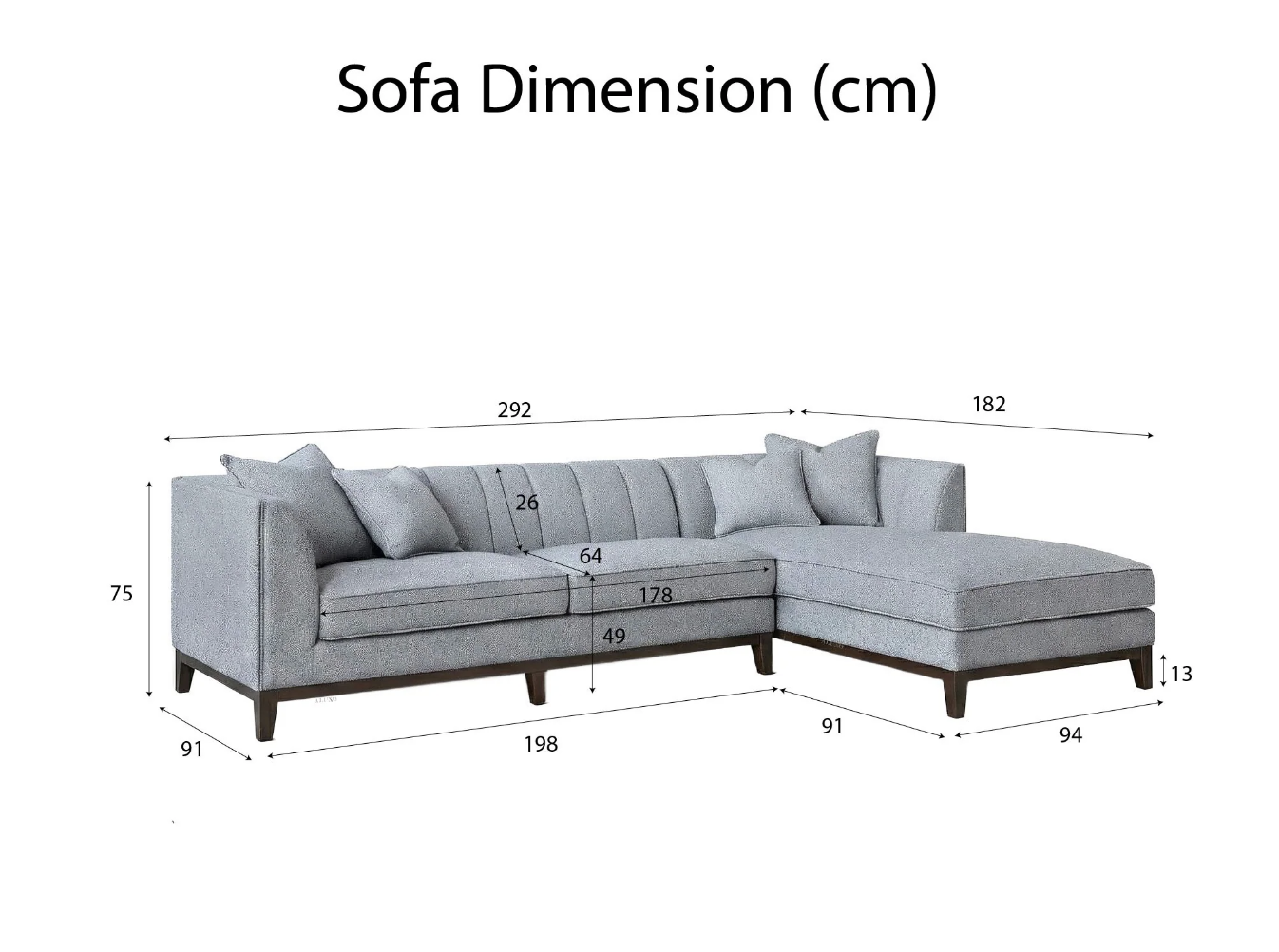 Cooper Right Hand Facing (RHF) Corner Sofa – Dolphin Bouclé | Mid-Century Modern