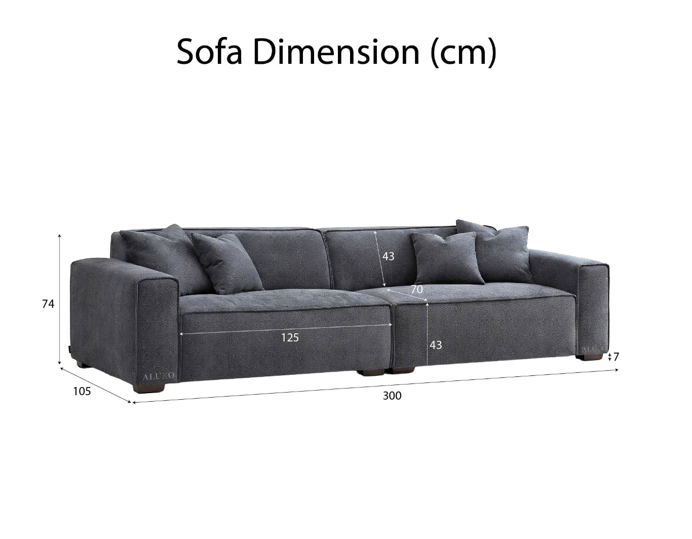 Dakota 4 Seater Large Sofa – Charcoal Grey Bouclé | Feather-Filled