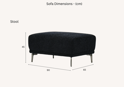 Albany Modular Footstool – Midnight Black Bouclé | Luxury Ottoman
