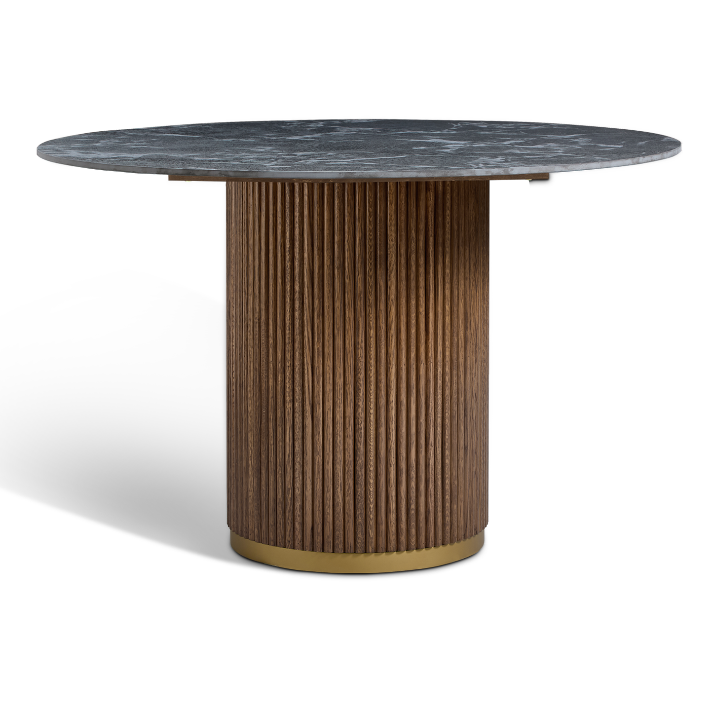 Marcio Black Marble-effect Ceramic Top & Wooden Base Round Dining Table - 120cm