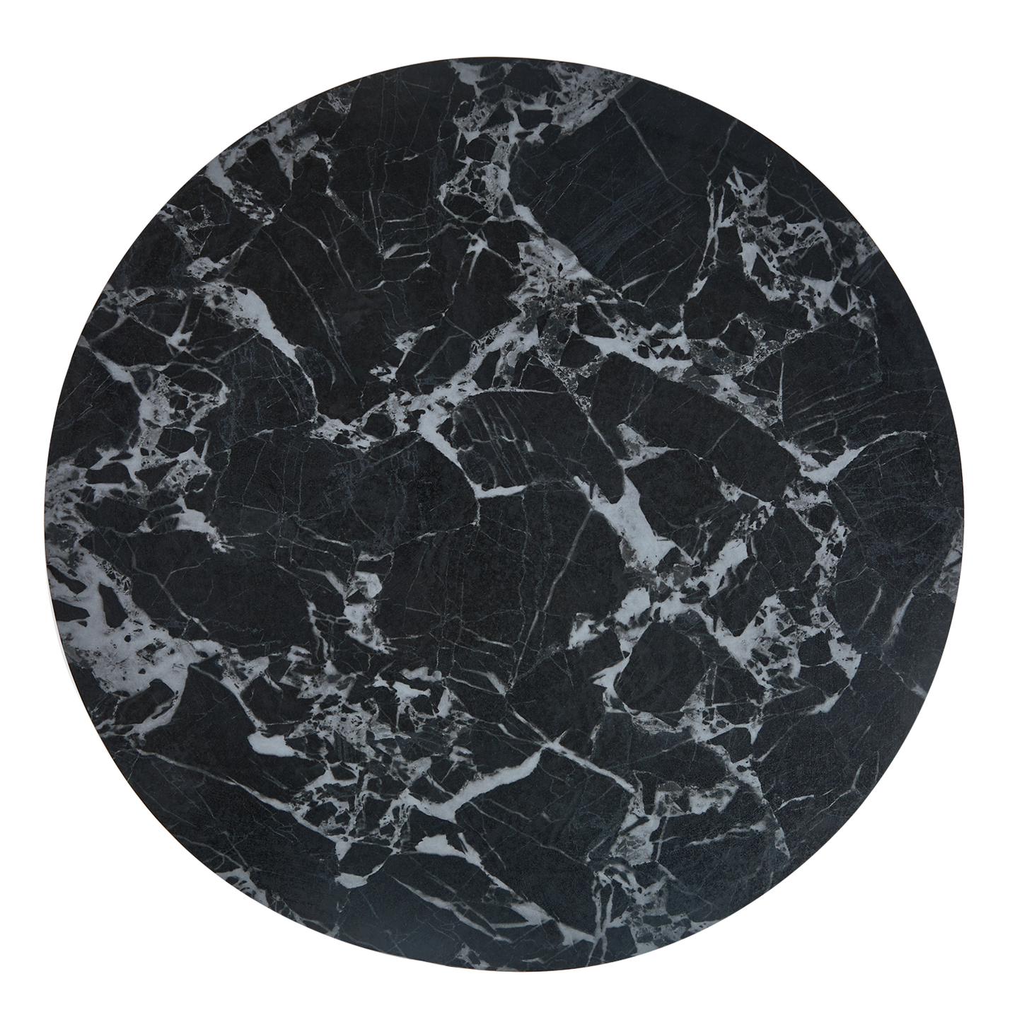 Marcio Black Marble-effect Ceramic Top & Wooden Base Round Dining Table - 120cm