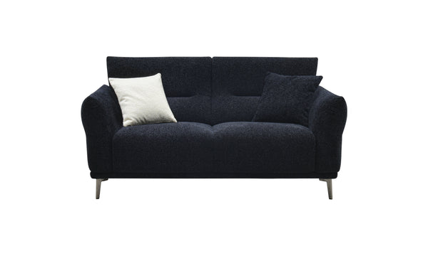 Albany 2 Seater Compact Sofa – Midnight Black Bouclé | Deep Cushion Comfort