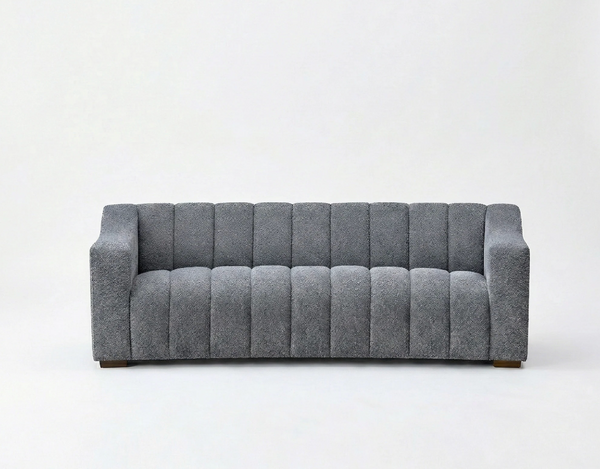 Astoria 3 Seater Sofa – Iron Bouclé | Deep Channel Stitched Design