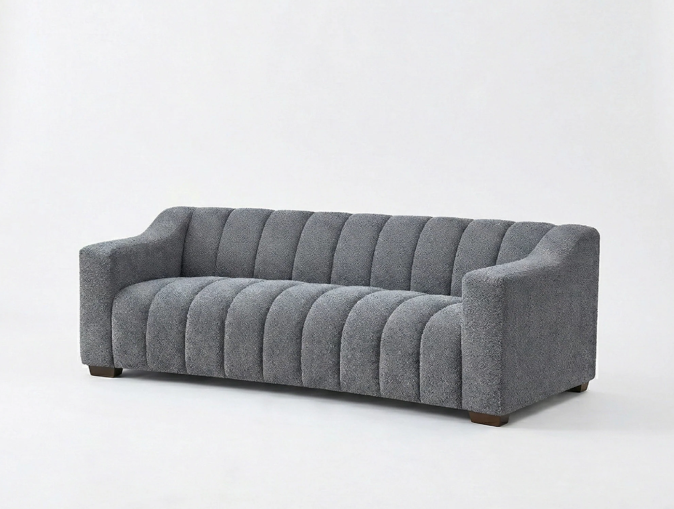 Astoria 3 Seater Sofa – Iron Bouclé | Deep Channel Stitched Design