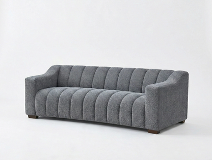 Astoria 3 Seater Sofa – Iron Bouclé | Deep Channel Stitched Design