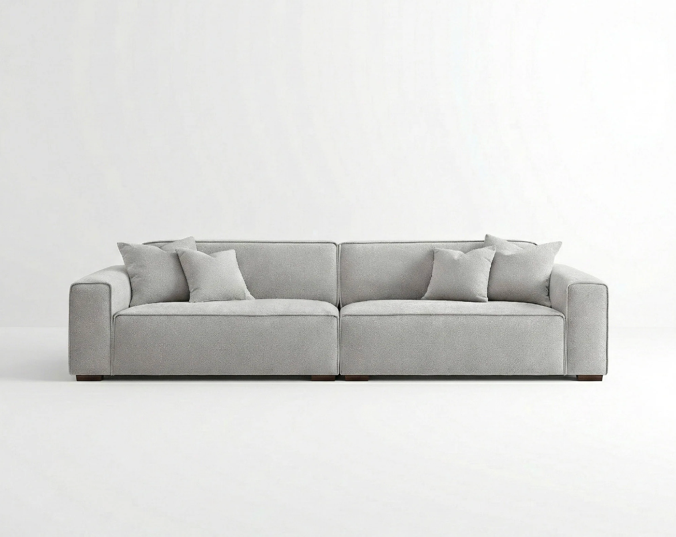 Dakota 4 Seater Large Sofa – Pebble Grey Bouclé | Feather-Filled