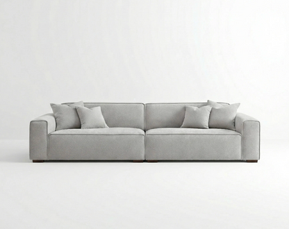 Dakota 4 Seater Large Sofa – Pebble Grey Bouclé | Feather-Filled