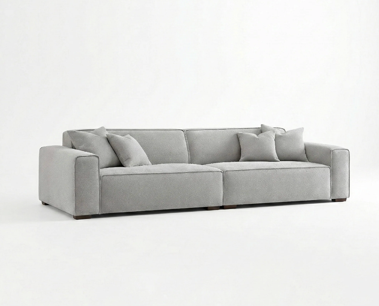 Dakota 4 Seater Large Sofa – Pebble Grey Bouclé | Feather-Filled