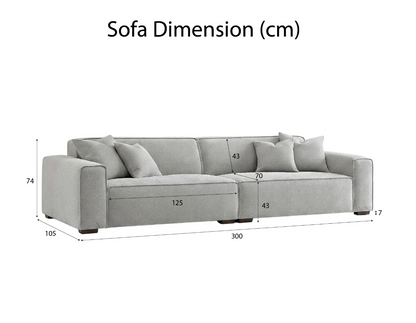 Dakota 4 Seater Large Sofa – Pebble Grey Bouclé | Feather-Filled