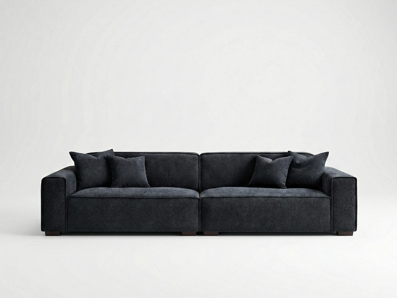 Dakota 4 Seater Large Sofa – Midnight Black Bouclé | Feather-Filled