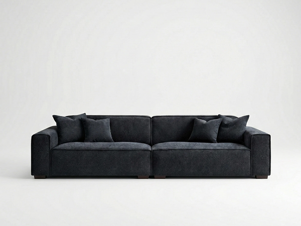 Dakota 4 Seater Large Sofa – Midnight Black Bouclé | Feather-Filled
