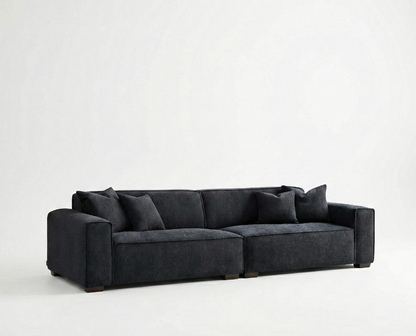 Dakota 4 Seater Large Sofa – Midnight Black Bouclé | Feather-Filled