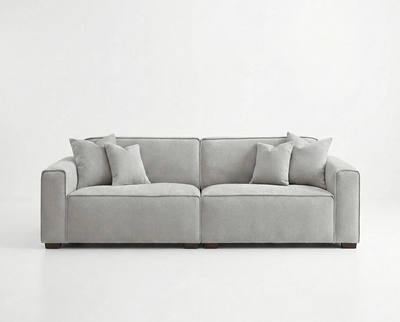 Dakota 3 Seater Sofa – Pebble Grey Bouclé | Feather-Filled