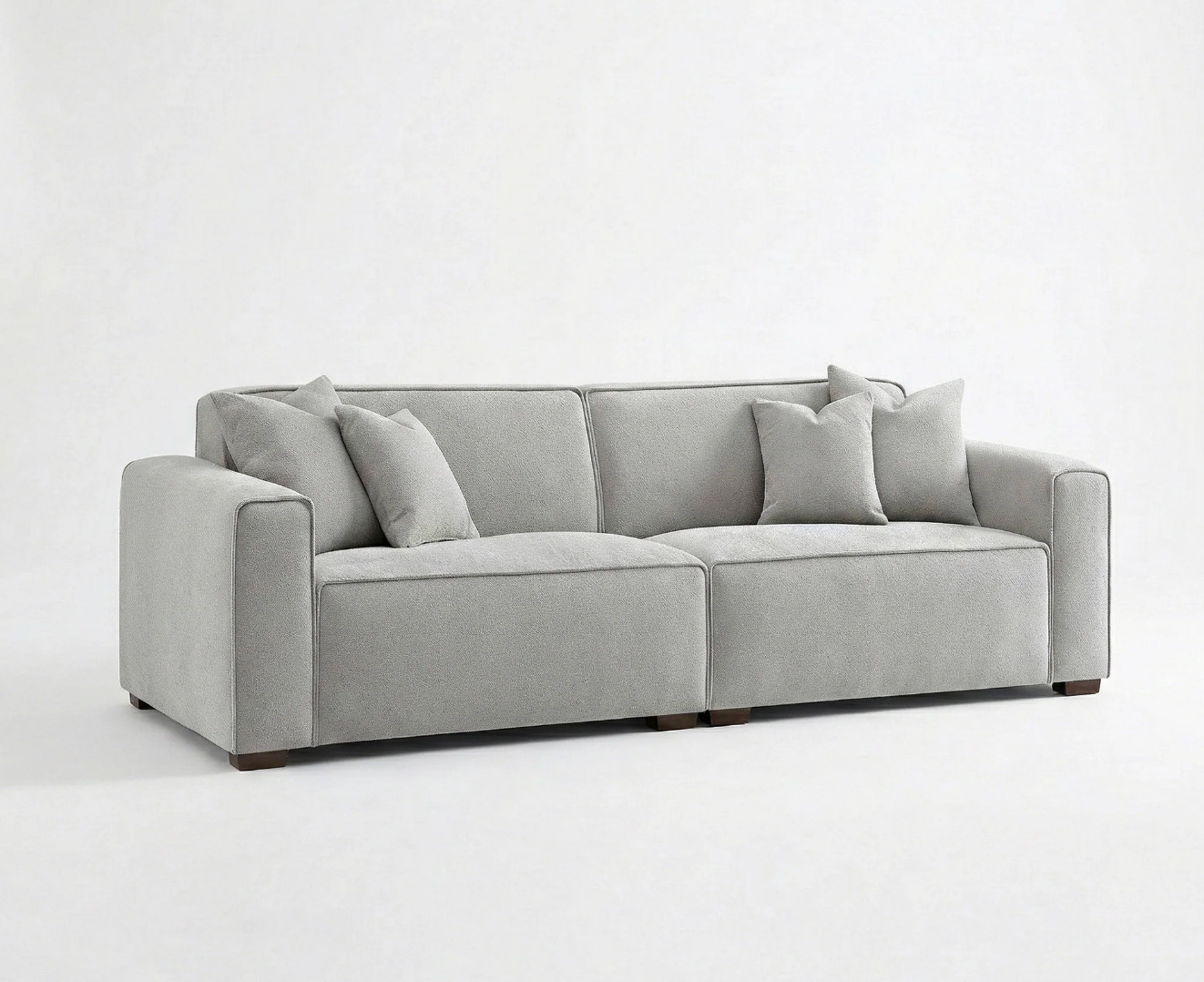 Dakota 3 Seater Sofa – Pebble Grey Bouclé | Feather-Filled