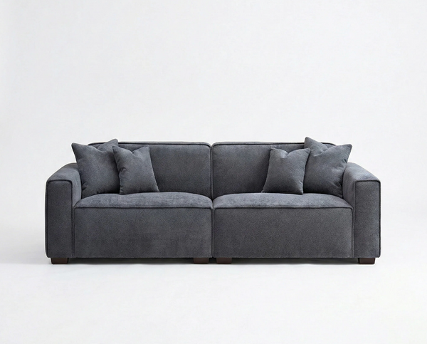 Dakota 3 Seater Sofa – Charcoal Grey Bouclé | Feather-Filled