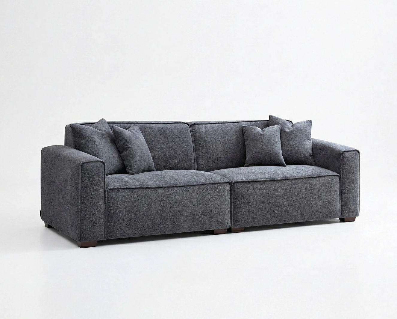 Dakota 3 Seater Sofa – Charcoal Grey Bouclé | Feather-Filled