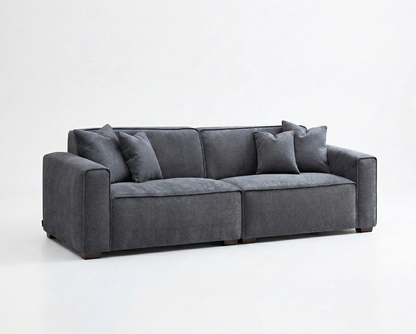 Dakota 3 Seater Sofa – Charcoal Grey Bouclé | Feather-Filled
