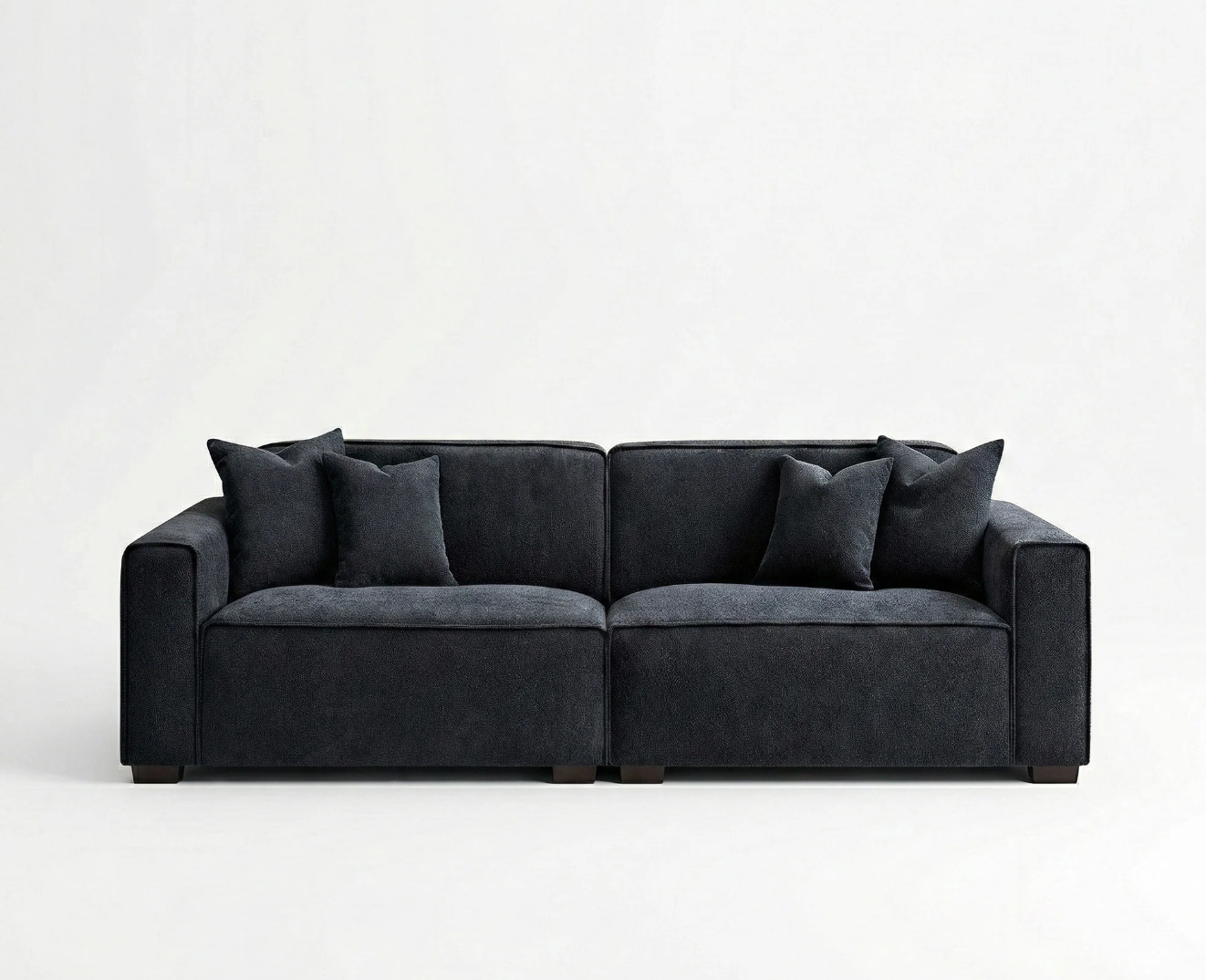 Dakota 3 Seater Sofa – Midnight Black Bouclé | Feather-Filled