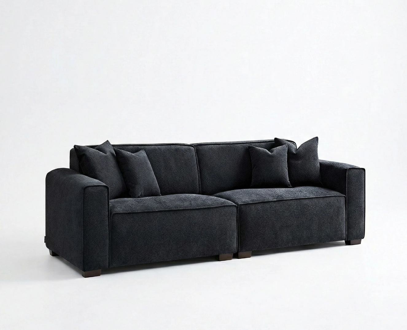 Dakota 3 Seater Sofa – Midnight Black Bouclé | Feather-Filled