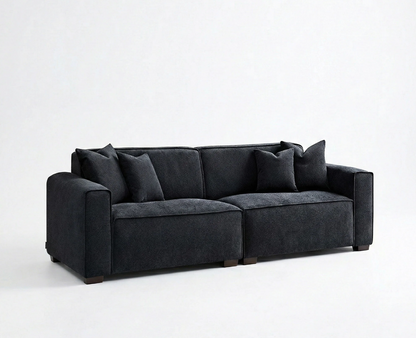 Dakota 3 Seater Sofa – Midnight Black Bouclé | Feather-Filled