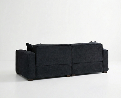 Dakota 3 Seater Sofa – Midnight Black Bouclé | Feather-Filled