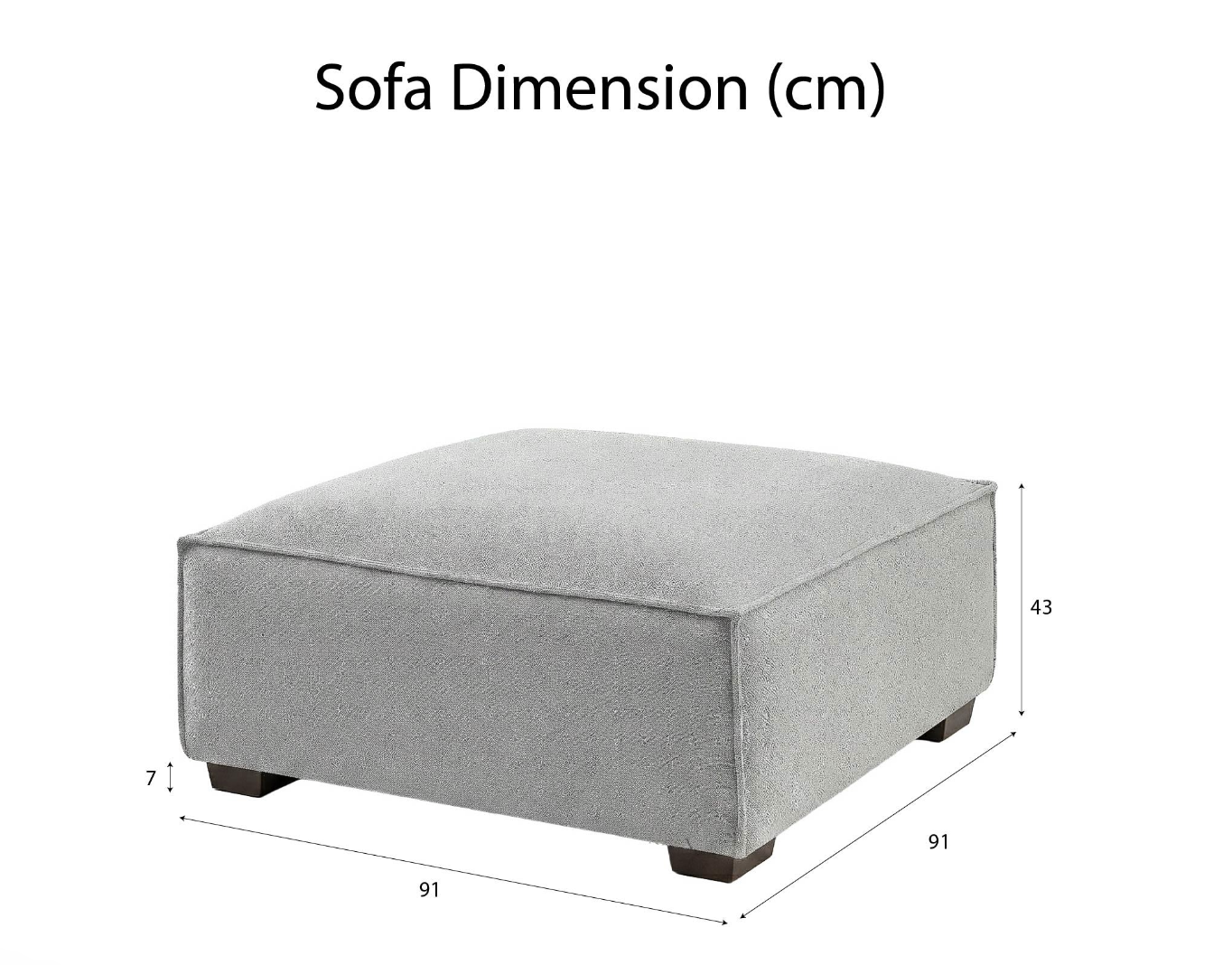 Dakota Modular Footstool – Pebble Grey Bouclé | Feather-Filled