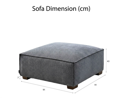 Dakota Modular Footstool – Charcoal Grey Bouclé | Feather-Filled