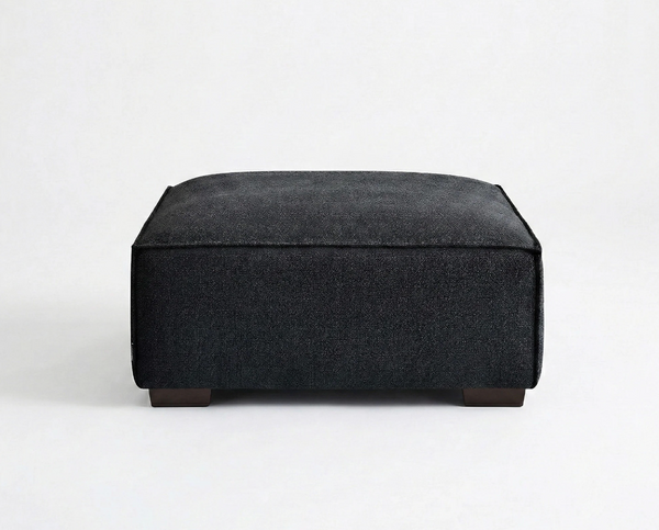 Dakota Modular Footstool – Midnight Black Bouclé | Feather-Filled