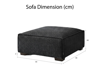 Dakota Modular Footstool – Midnight Black Bouclé | Feather-Filled