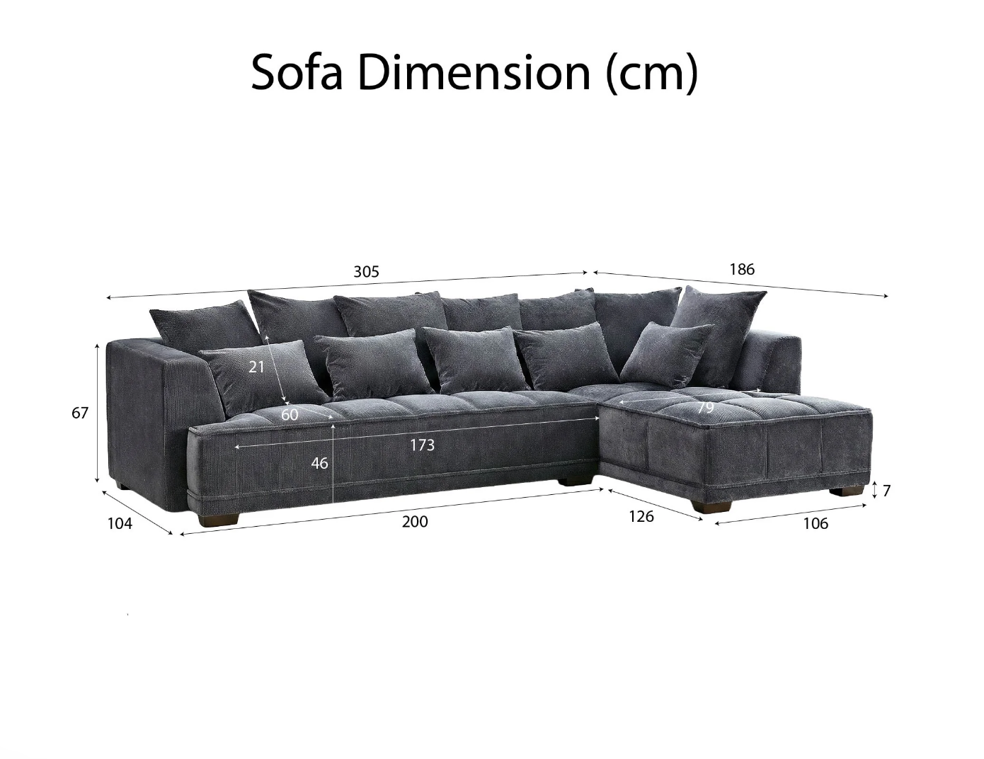 Gramercy Right Hand Facing (RHF) Corner Sofa – Steel Grey Velvet