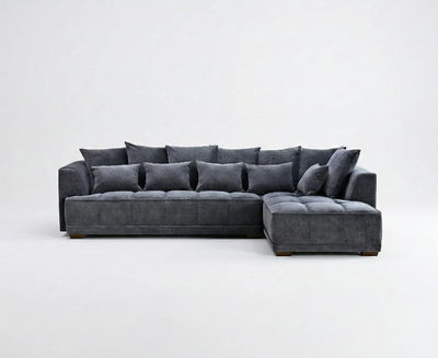 Gramercy Right Hand Facing (RHF) Corner Sofa – Steel Grey Velvet