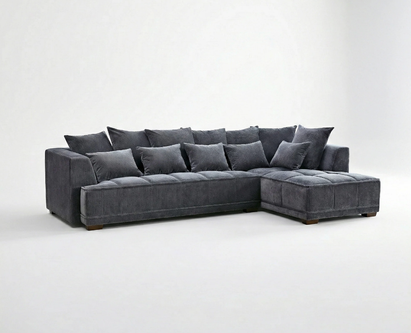 Gramercy Right Hand Facing (RHF) Corner Sofa – Steel Grey Velvet