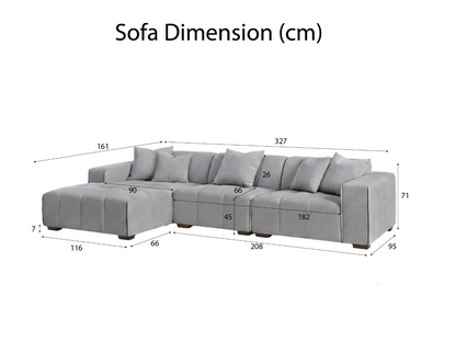 Leonard Left Hand Facing (LHF) Corner Sofa – Cloudy Grey Bouclé