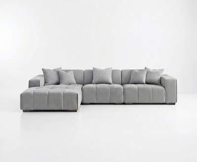 Leonard Left Hand Facing (LHF) Corner Sofa – Cloudy Grey Bouclé
