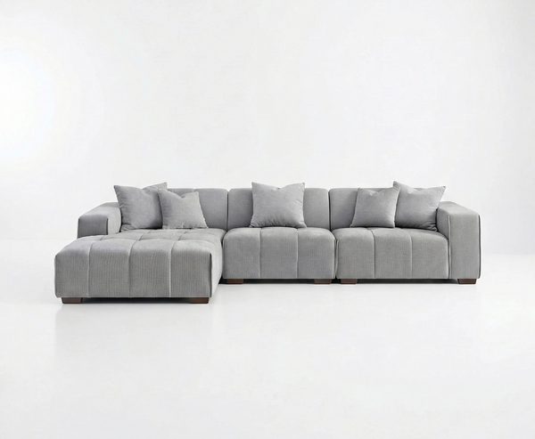 Leonard Left Hand Facing (LHF) Corner Sofa – Cloudy Grey Bouclé