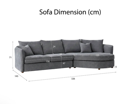 Rubin Right Hand Facing (RHF) Corner Sofa – Charcoal Grey Bouclé