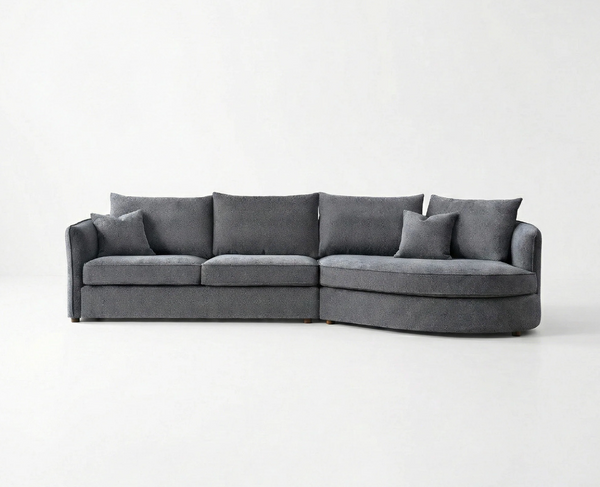 Rubin Right Hand Facing (RHF) Corner Sofa – Charcoal Grey Bouclé