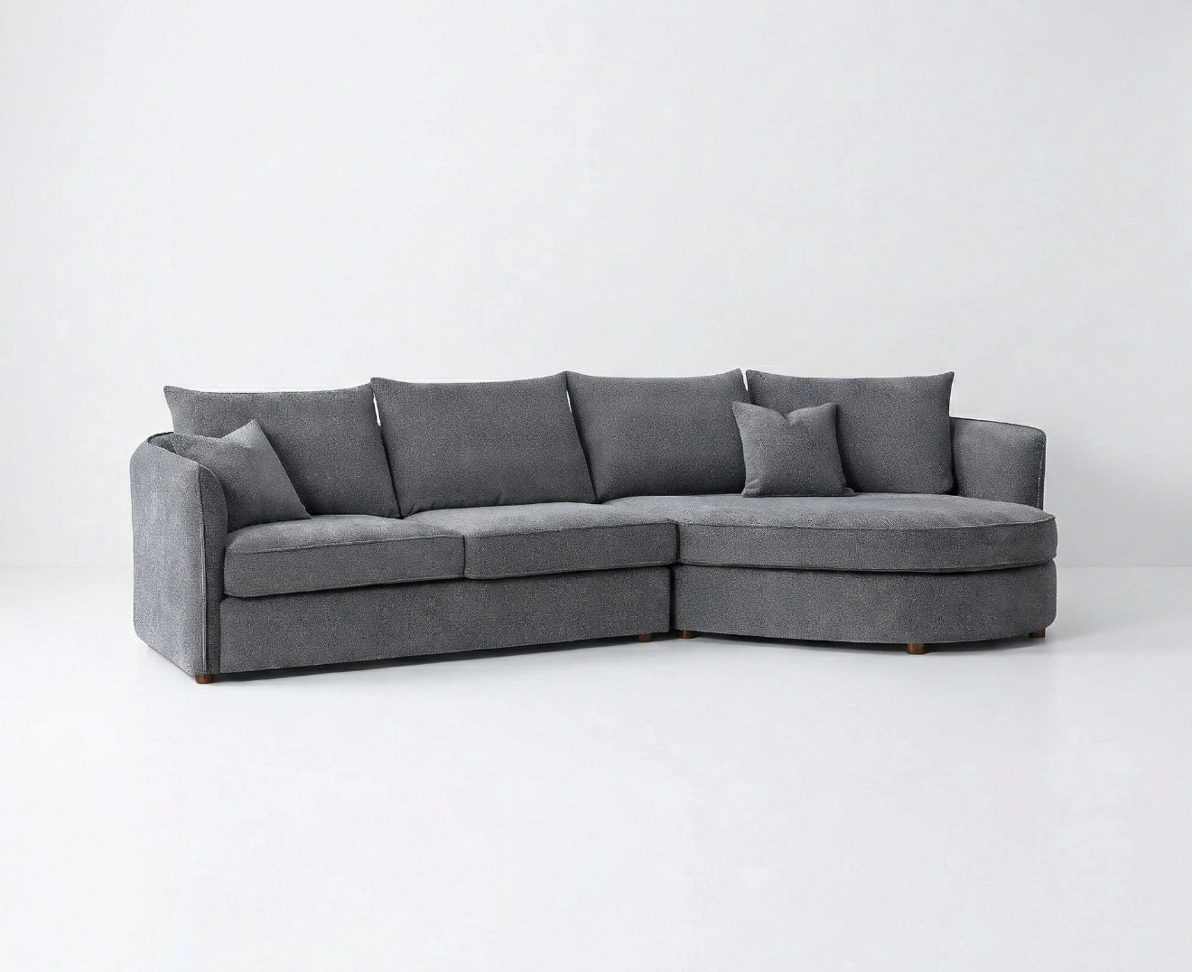 Rubin Right Hand Facing (RHF) Corner Sofa – Charcoal Grey Bouclé