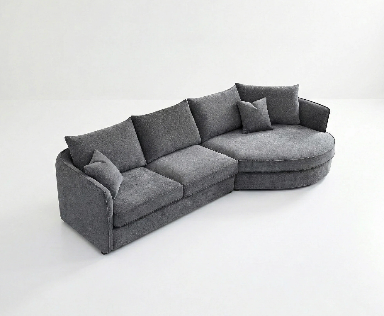 Rubin Right Hand Facing (RHF) Corner Sofa – Charcoal Grey Bouclé