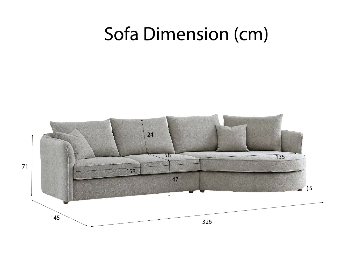 Rubin Right Hand Facing (RHF) Corner Sofa – Pebble Grey Bouclé