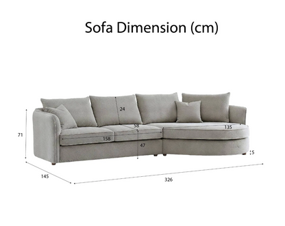 Rubin Right Hand Facing (RHF) Corner Sofa – Pebble Grey Bouclé