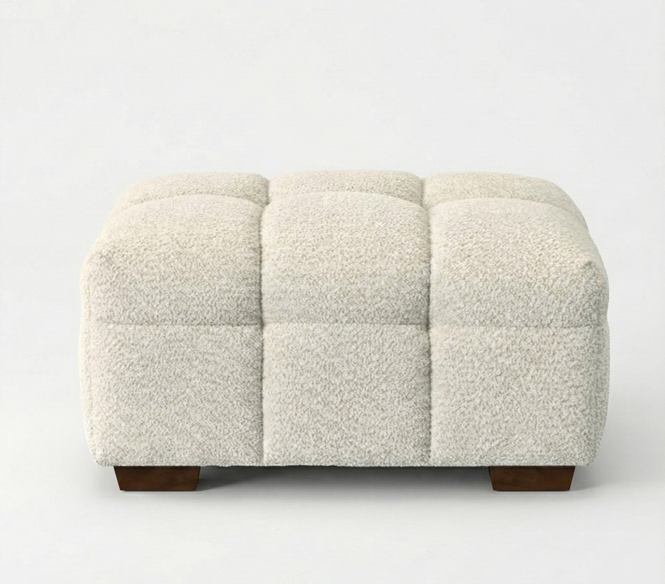 Tribeca Bubble Upholstered Footstool – Oatmeal Beige Bouclé