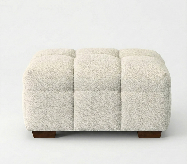 Tribeca Bubble Upholstered Footstool – Oatmeal Beige Bouclé