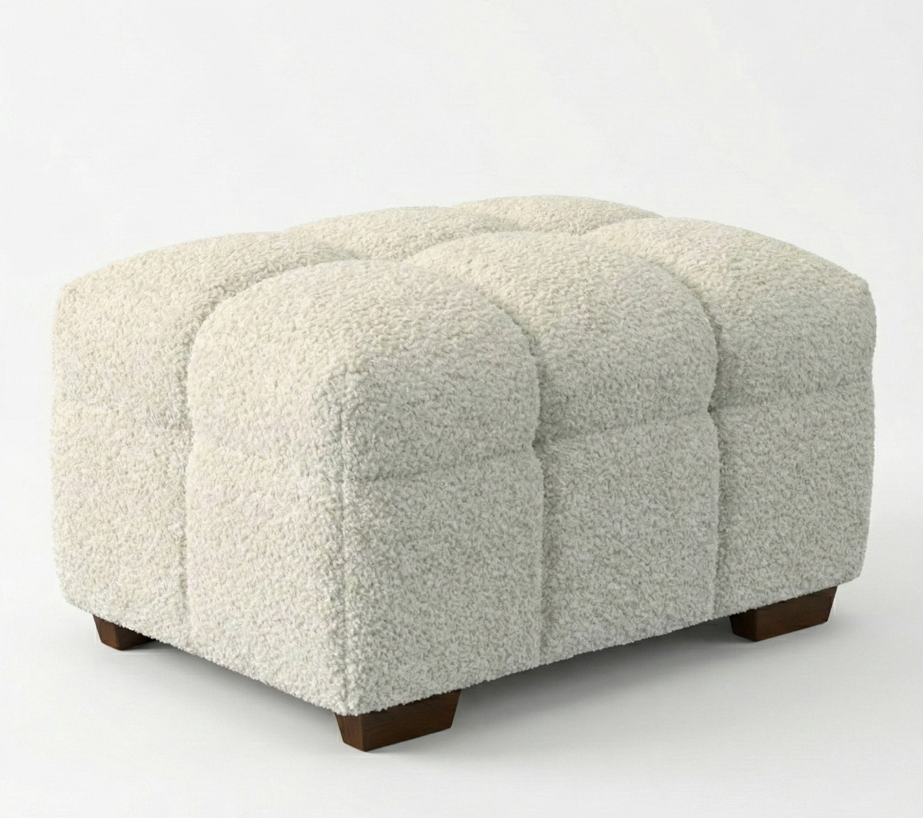 Tribeca Bubble Upholstered Footstool – Oatmeal Beige Bouclé