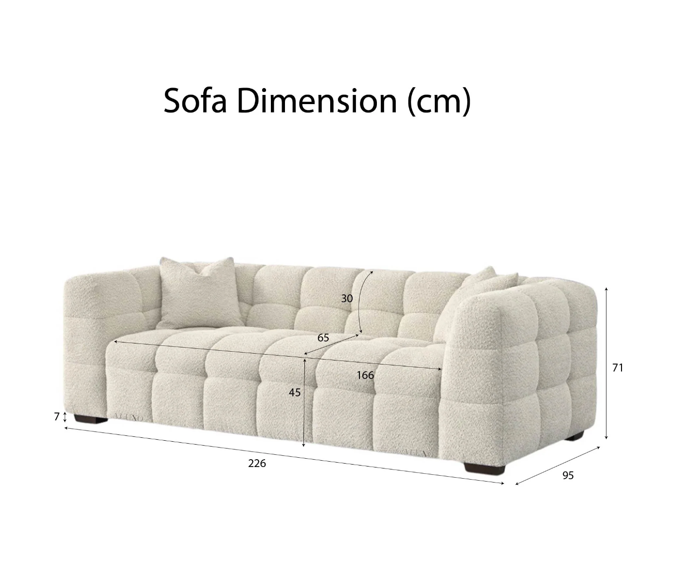 Tribeca Bubble 3 Seater Sofa – Oatmeal Beige Bouclé