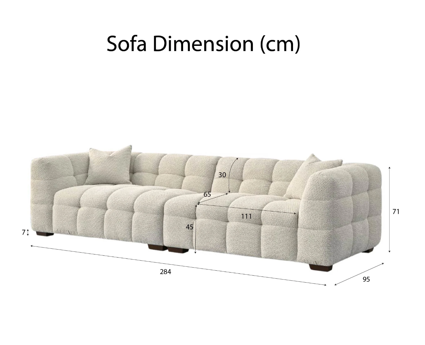 Tribeca Bubble 4 Seater Large Sofa – Oatmeal Beige Bouclé