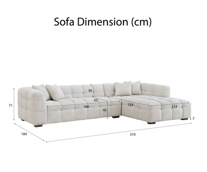 Tribeca Bubble Right Hand Facing (RHF) Corner Sofa – Oatmeal Beige Bouclé