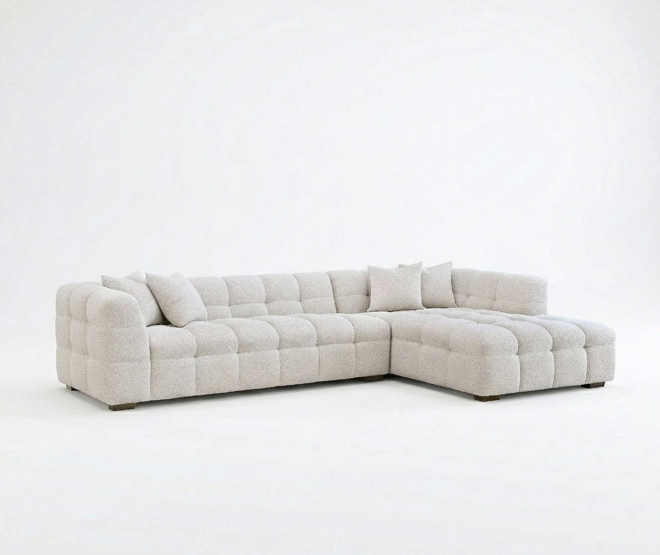 Tribeca Bubble Right Hand Facing (RHF) Corner Sofa – Oatmeal Beige Bouclé