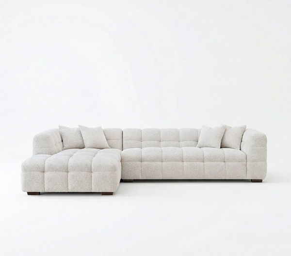 Tribeca Bubble Left Hand Facing (LHF) Corner Sofa – Oatmeal Beige Bouclé